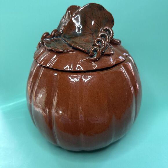 Ned Foltz Pennsylvania‎ Redware Large Pumpkin Cookie Jar